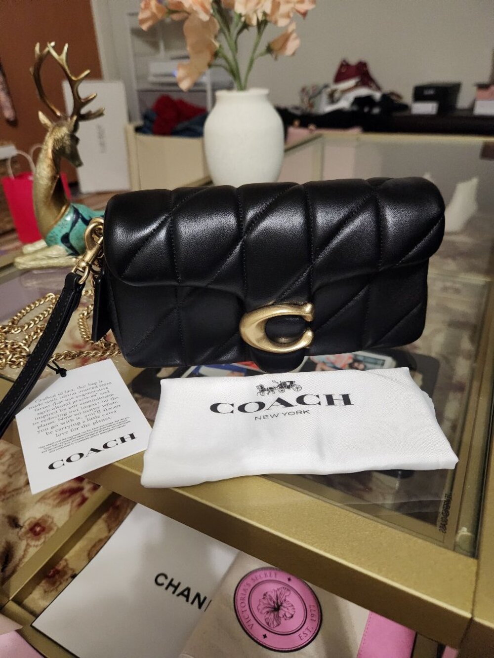 Coach Tabby Chain Crossbody 19- Quilted Black Leather